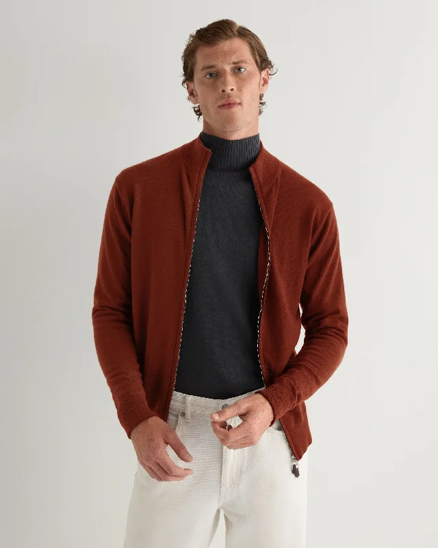 The Best Deal Men's Knightsbridge Full Zip Cashmere Sweater Spice Orange