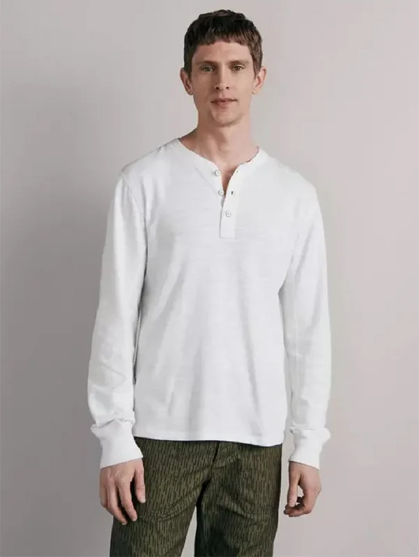 Overstock Long Sleeve Classic Henley - White