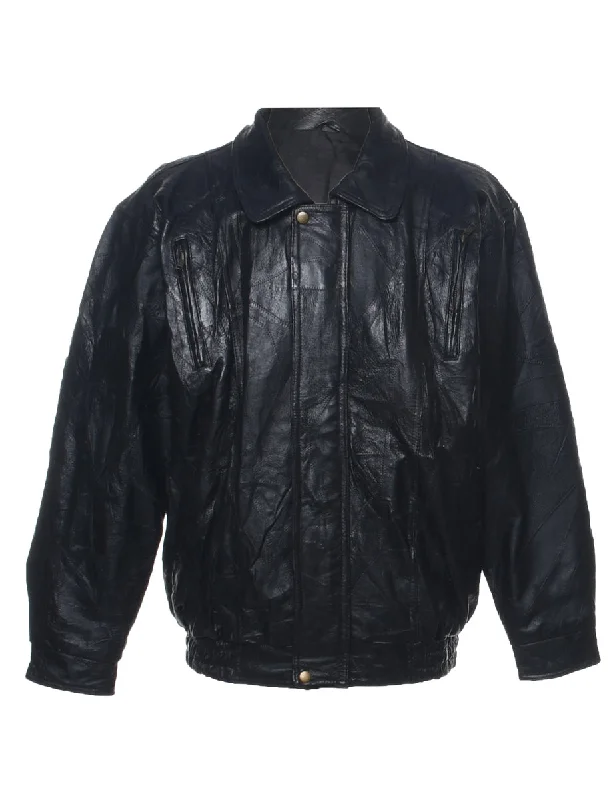 Weekend Savings Galore Black Leather Jacket - L