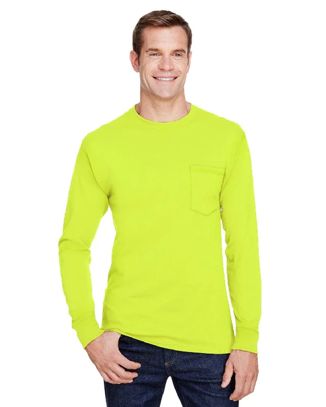Blowout Sale Hanes Workwear Long Sleeve Pocket T-Shirt | Safety Green
