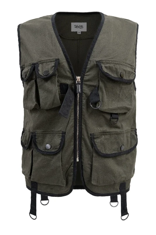 Weekend Deal Men's Woven Multi Cargo Pocket Utility Vest