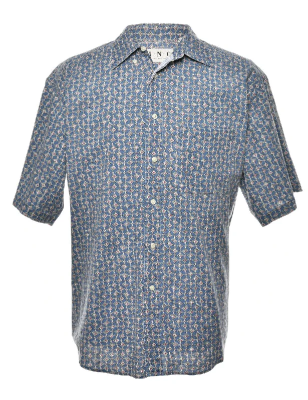 Weekend Discounts to Indulge In Blue Short Sleeved 1990s Shirt - M