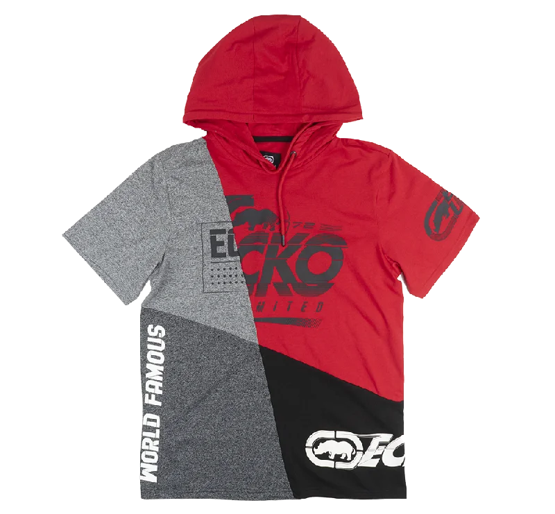 ECKO UNLTD S/S HOODIE SHIRT TRUE RED - EO12K814