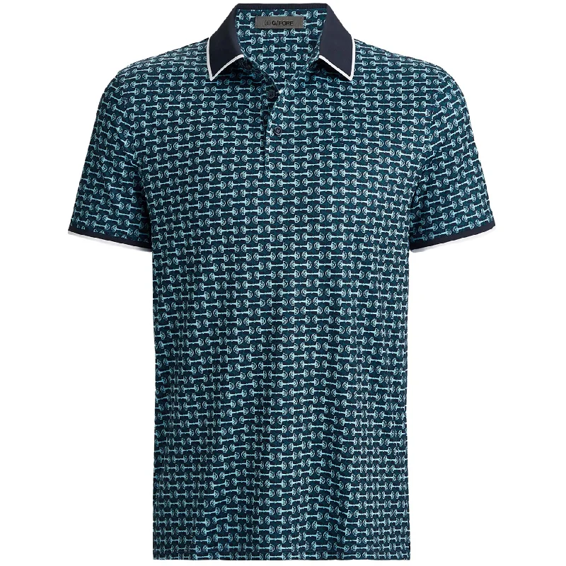 Warehouse Sale Rib Collar Tech Jersey Printed Polo Fountain - AW24