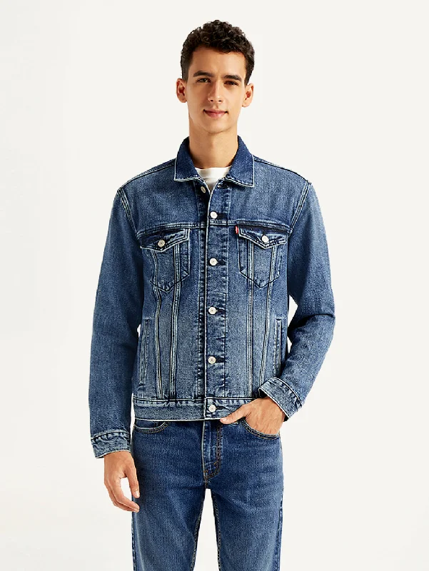 Weekend Savings Fiesta Men's Solid Blue Denim Jacket