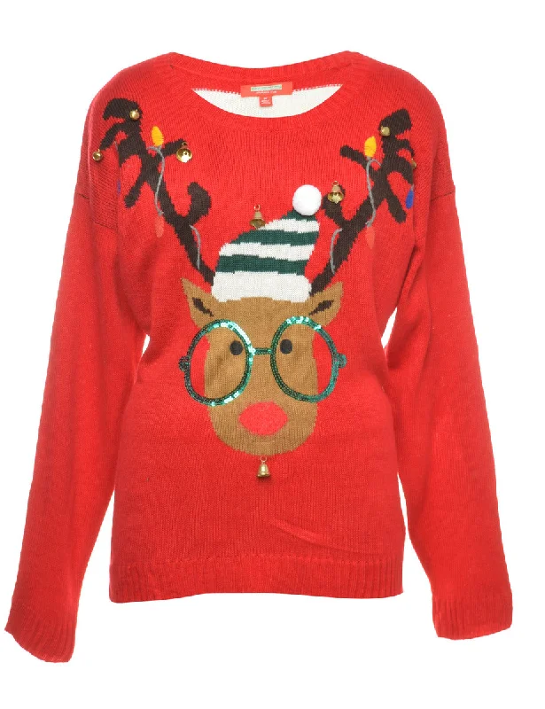 Beyond Retro Reworked Christmas Jumper With Bells - XL