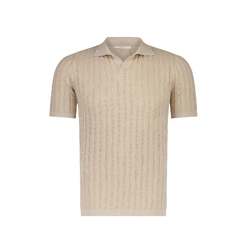 FRADI Short Sleeve Ribbed Polo BEIGE