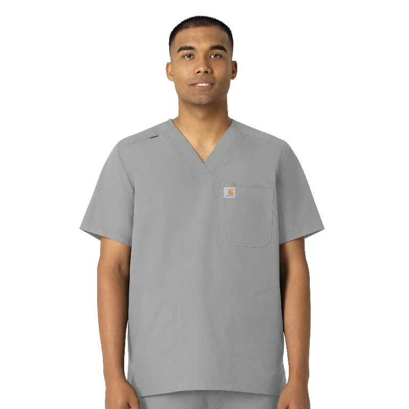 Carhartt Force Essentials Men's V-Neck Shirttail Scrub Top - Grey