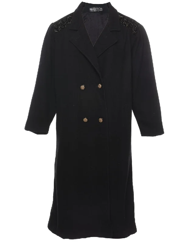 Early Bird Black Wool Coat - L