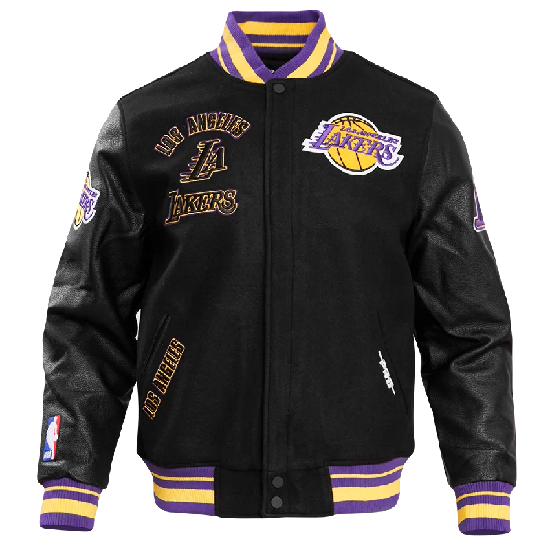 Online Deal NBA LOS ANGELES LAKERS RETRO CLASSIC MEN'S RIB WOOL VARSITY JACKET (BLACK/PURPLE/YELLOW)