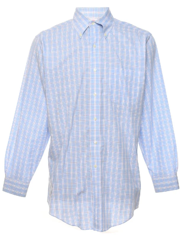Best Seller Brooks Brothers Checked Light Blue Shirt - L