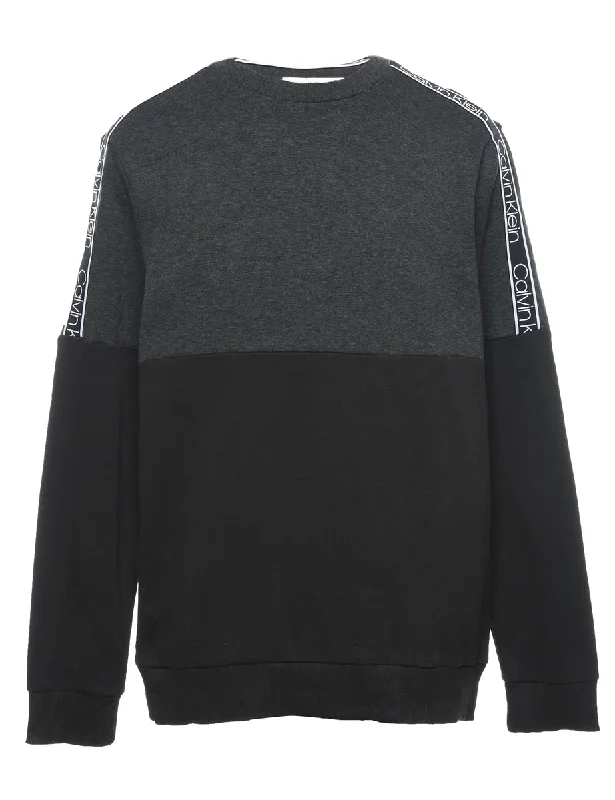 Low Price Calvin Klein Black & Grey Contrast Plain Sweatshirt - M