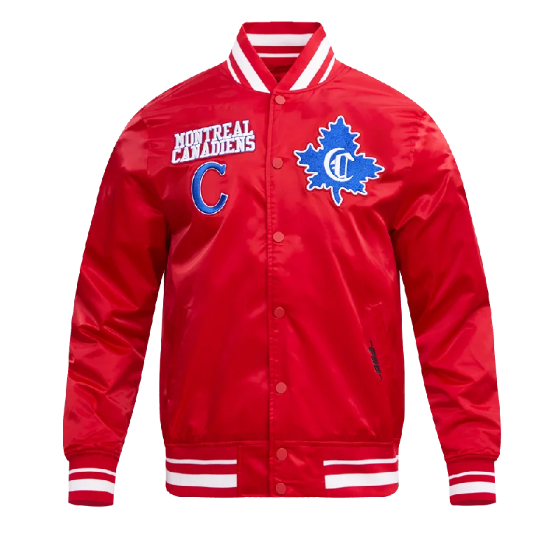 Super Deal NHL MONTREAL CANADIENS RETRO CLASSIC MEN'S RIB SATIN JACKET (RED)