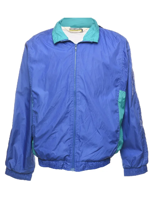 Hurry In Blue & Turquoise Zip-Front Nylon Jacket - L