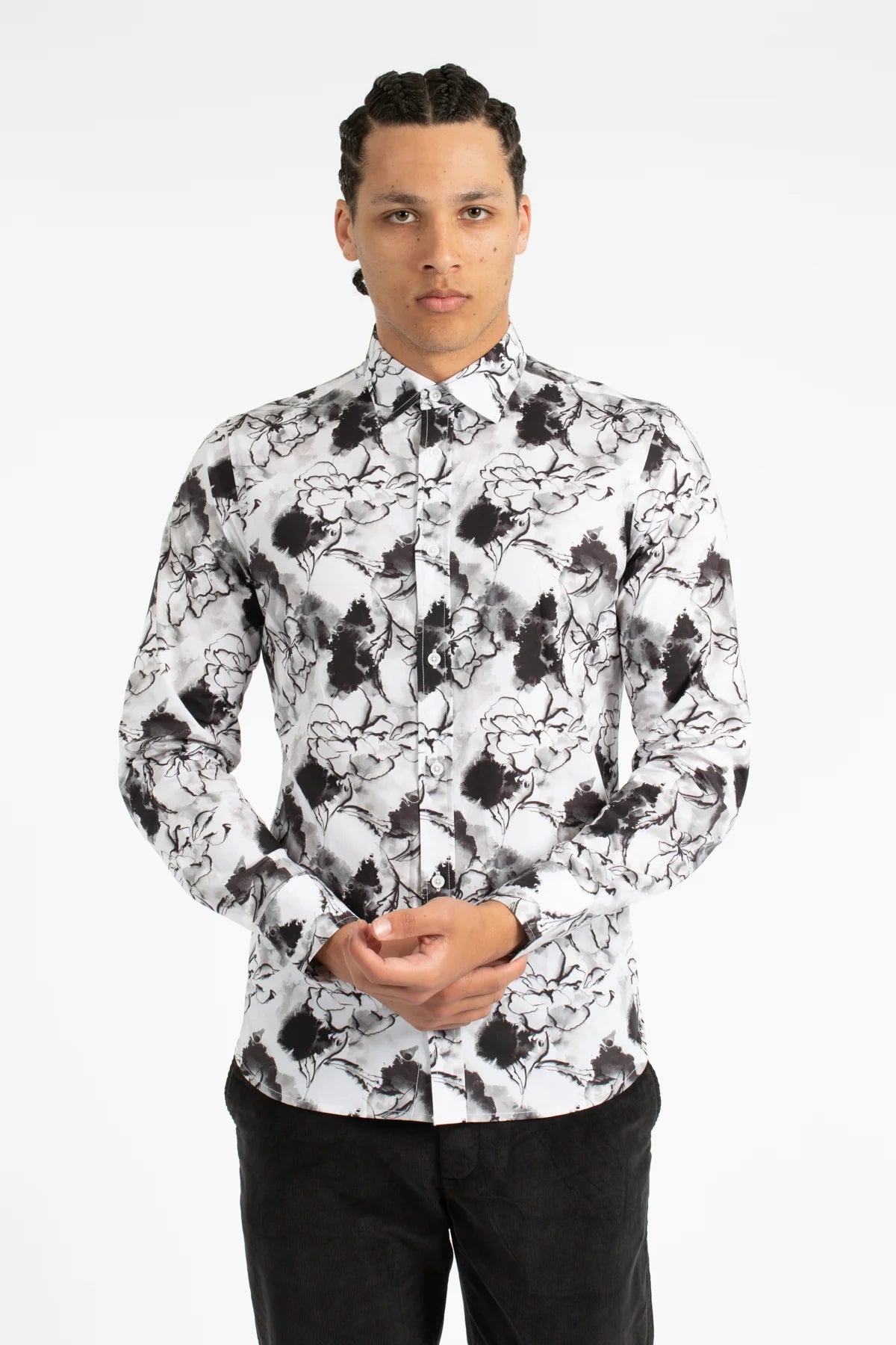 James Harper | Ink Floral Slim Fit Casual Shirt