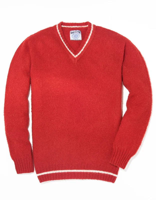 Unmissable Offer SHAGGY DOG V-NECK SWEATER RED - TRIM FIT