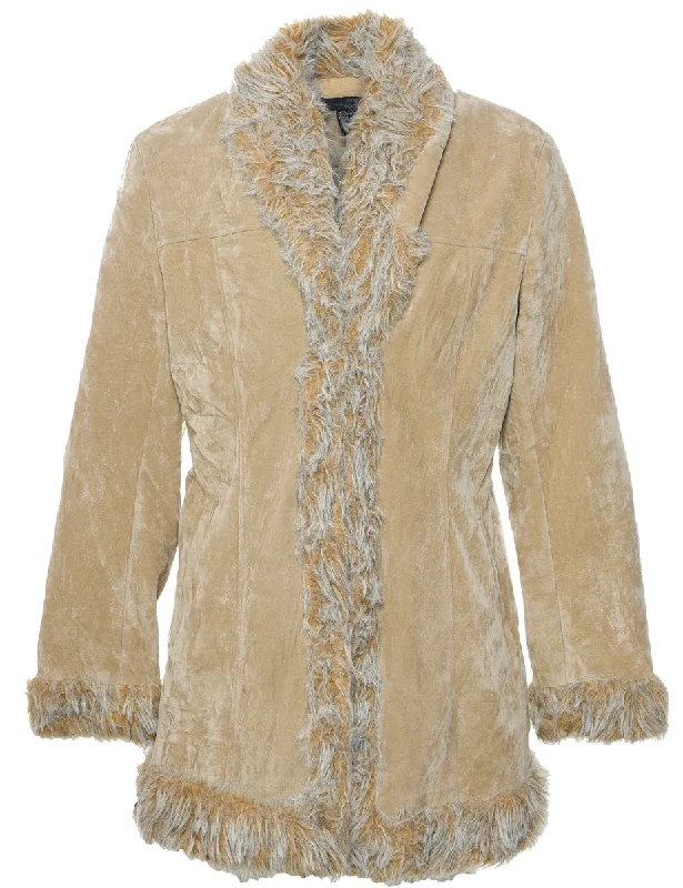 Price Reduction Brown Fur Collar Y2K Coat - M