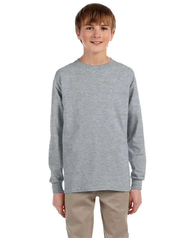 Mega Sale Jerzees Youth 5.6 oz. 50/50 Heavyweight Blend Long Sleeve T-Shirt | Athletic Heather