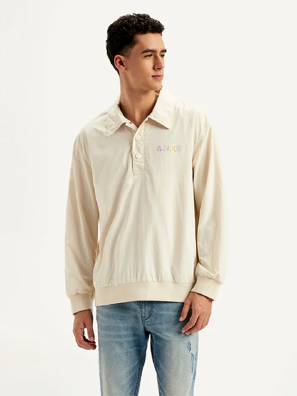 Buy Now Men's Solid Cream Spread Collar Tailored Jacket