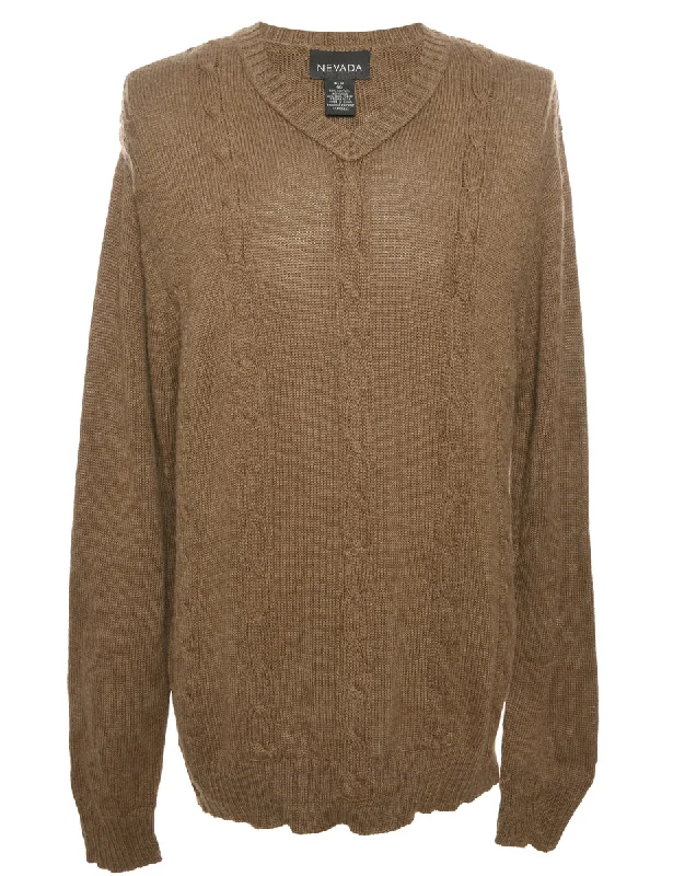 Price Drop Cable Knit Brown Jumper - M