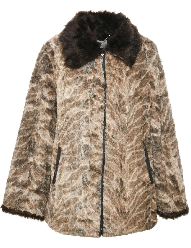 Huge Discounts Brown Faux Fur Coat - L