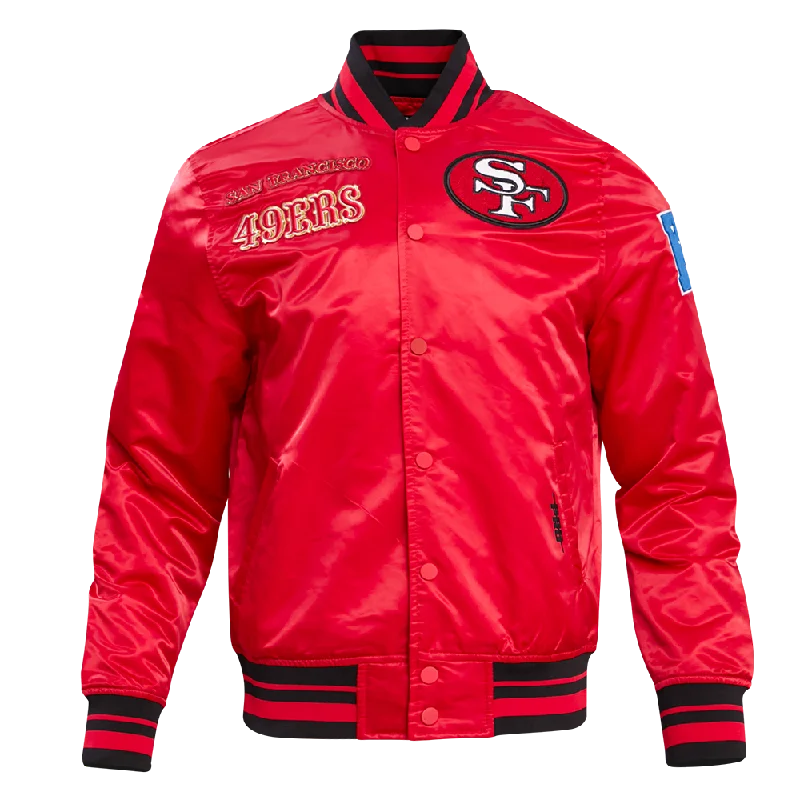 Weekend Bargains to Sizzle NFL SAN FRANCISCO 49ERS RETRO CLASSIC MEN'S RIB SATIN JACKET (RED/BLACK)