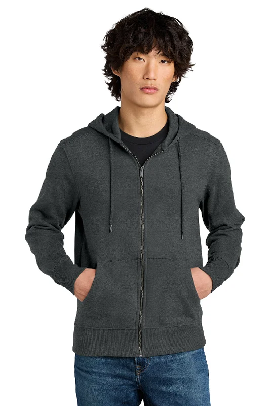 Weekend Deals That Thrill District Mens Perfect Weight Fleece Full Zip Hooded Sweatshirt Hoodie w/ Pockets - Heather Charcoal Grey