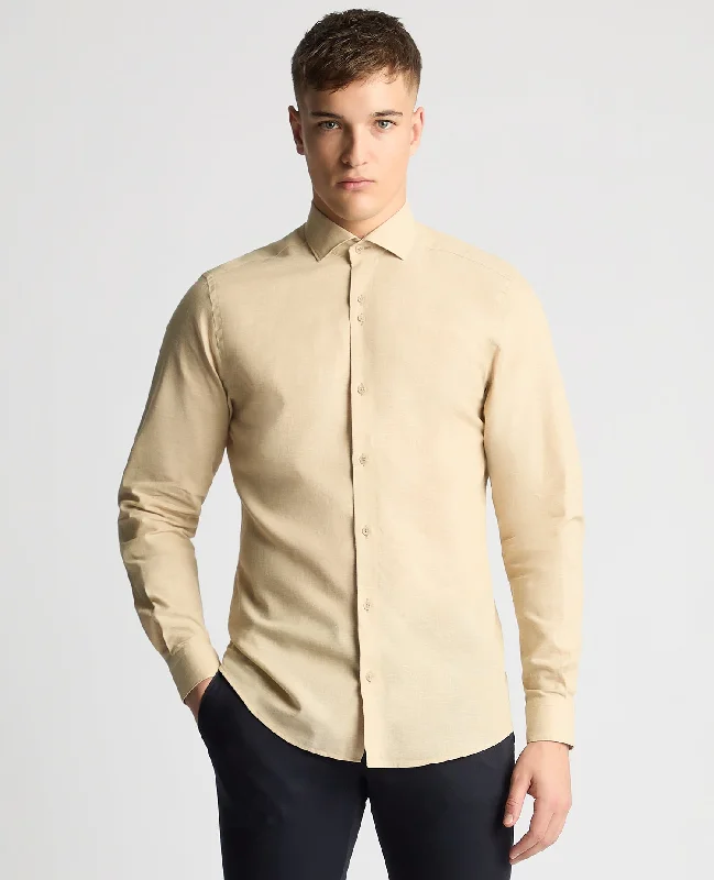 Weekend Discounts to Love Tapered Fit Cotton Linen Mix Shirt