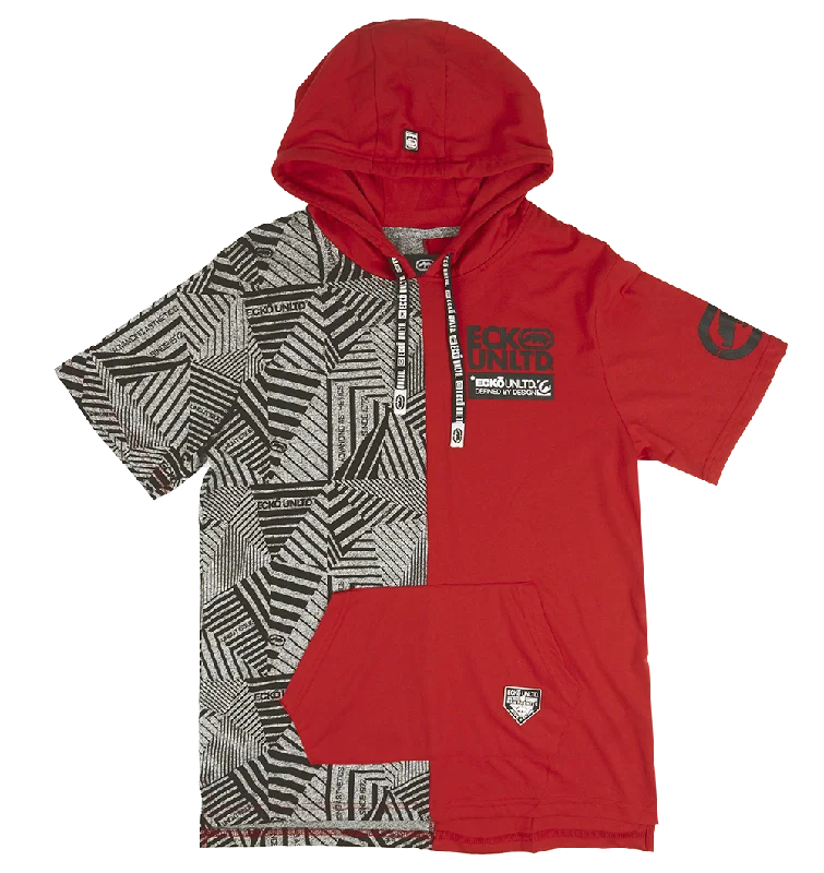 ECKO UNLTD S/S HOODIE SHIRT TRUE RED - EO12K903