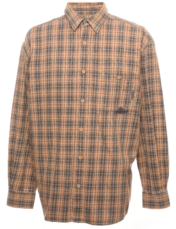 Midnight Sale Brown & Beige Classic Flannel Shirt - L