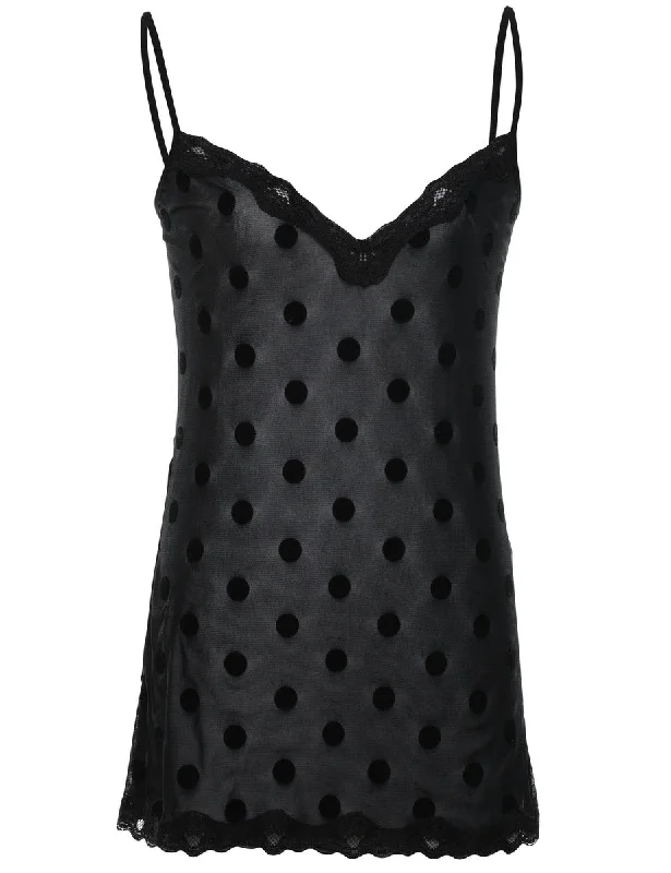 Blowout Sale Black Sheer Patterned Strappy Slip  - S