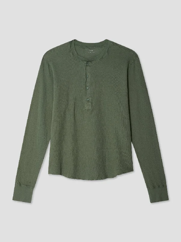 Pointelle Henley Top - Basil