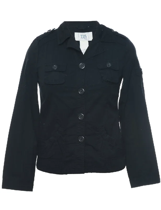 Super Discount Button Front Black Jacket - L