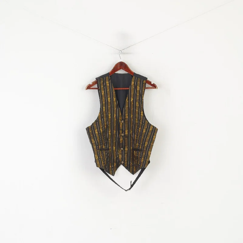 Price Cut Vintage Men S Waistcoat Black Gold Striped Elegant Gold Buttons Vest