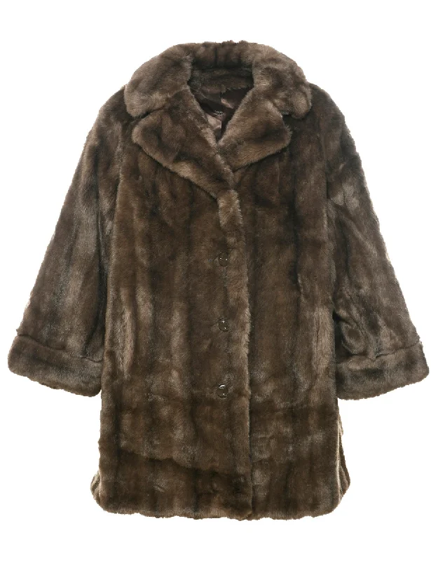 Instant Discount Brown Faux Fur Coat - M