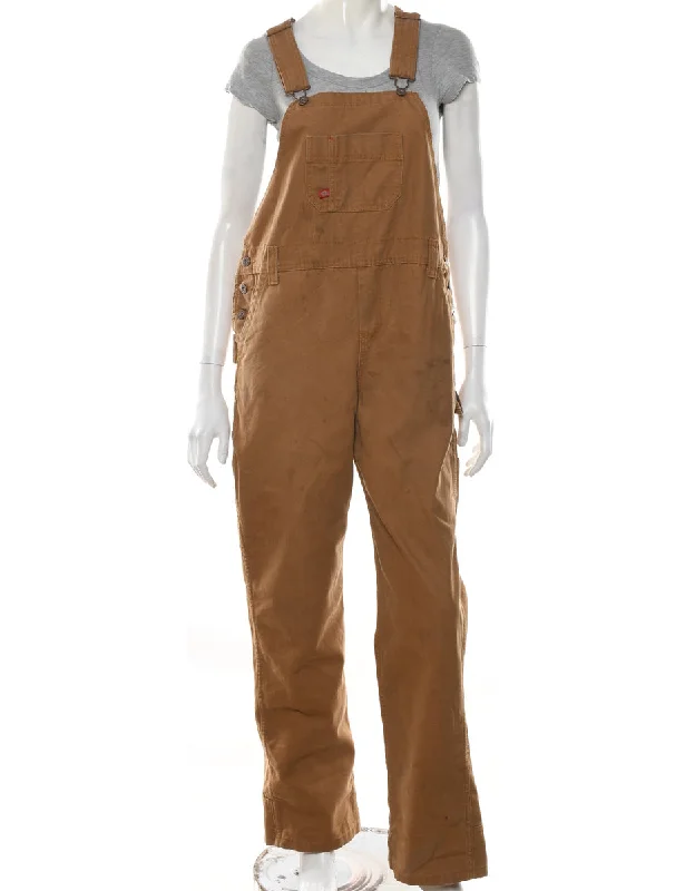 Deep Discounts Brown Dickies Classic Workwear Dungarees - W40 L31