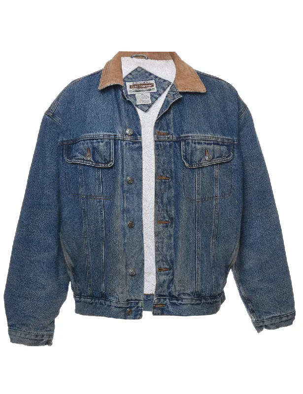 Special Discount Button Front Shearling Denim Jacket - XL