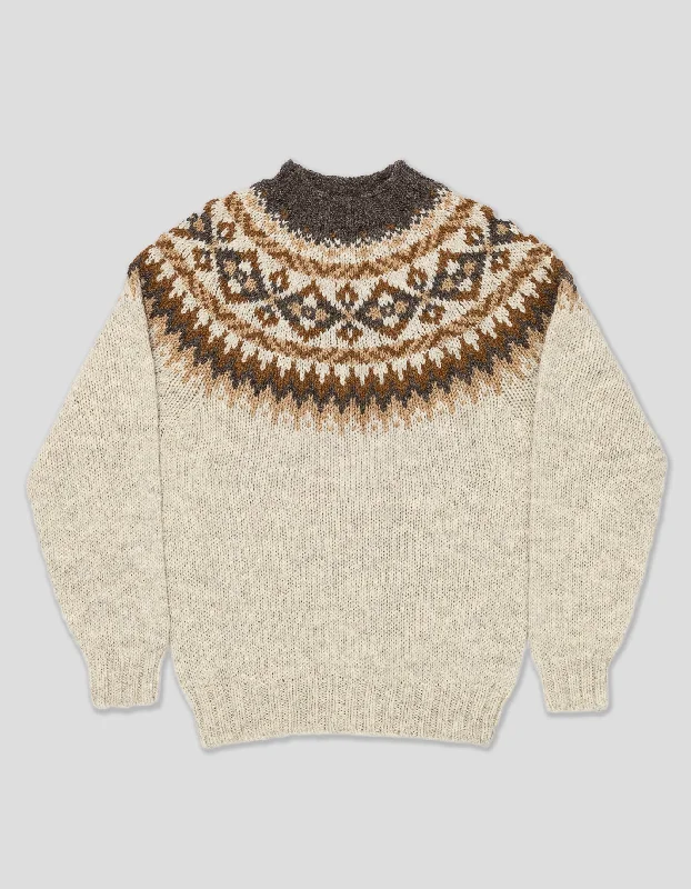 CHUNKY FAIR ISLE SWEATER - TAN