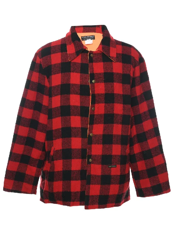 One-Day Only Buffalo Check Wool Coat - XL