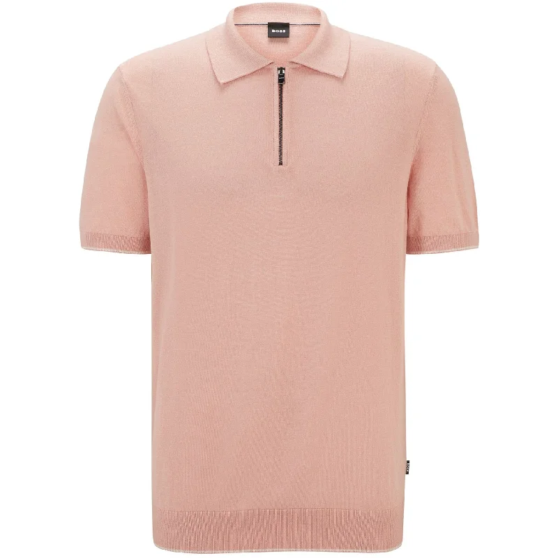 Final Sale Trieste Regular Fit Linen Polo Open Pink - SU24