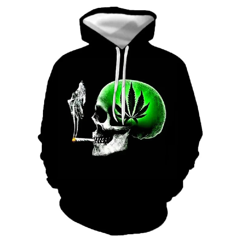 Hot Deal 3D PRINT HOODIE WITH SMOKING SKULL PRINT