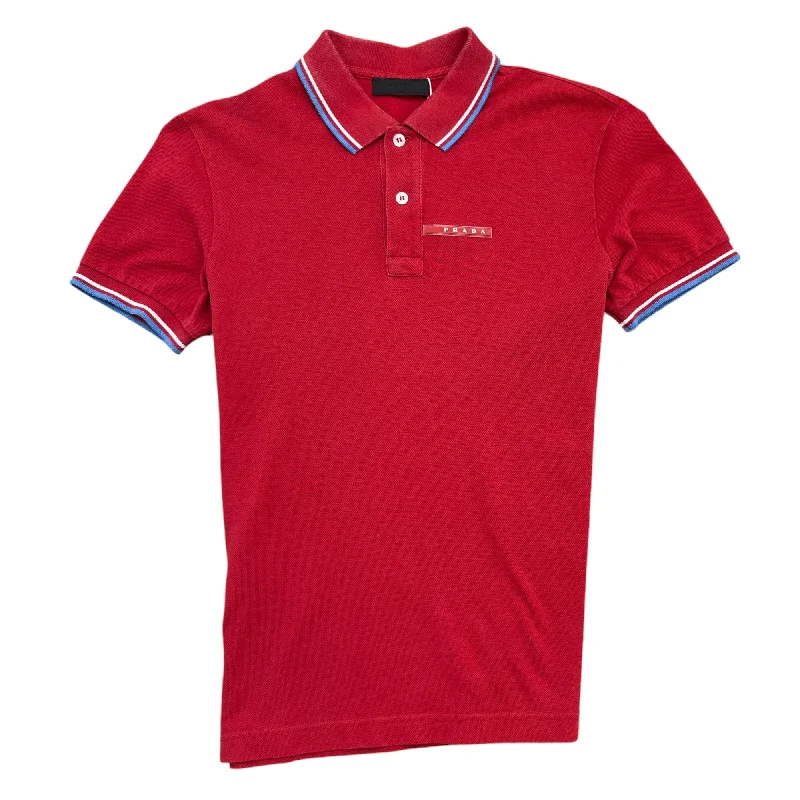 Men's Rubber Logo Polo Shirt Red Size S