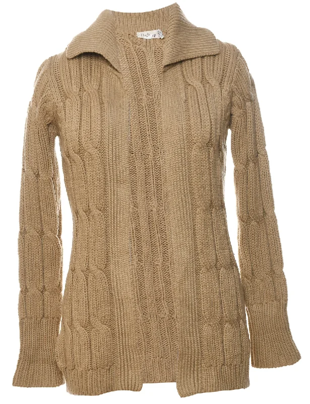 Deal Frenzy Brown Cable Knit Cardigan - M