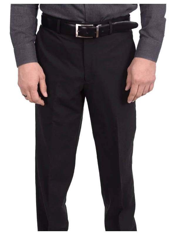 Price Rollback Kenneth Cole Classic Fit Solid Black Flat Front Stretch Wool Blend Dress Pants