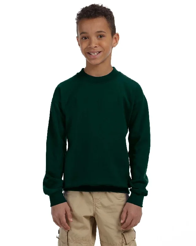 Gildan Youth 50/50 Crewneck Sweatshirt | Forest Green