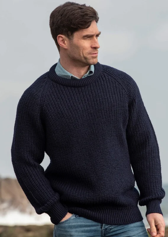 Fantastic Offers Fisherman Rib Crew Neck Sweater | Navy