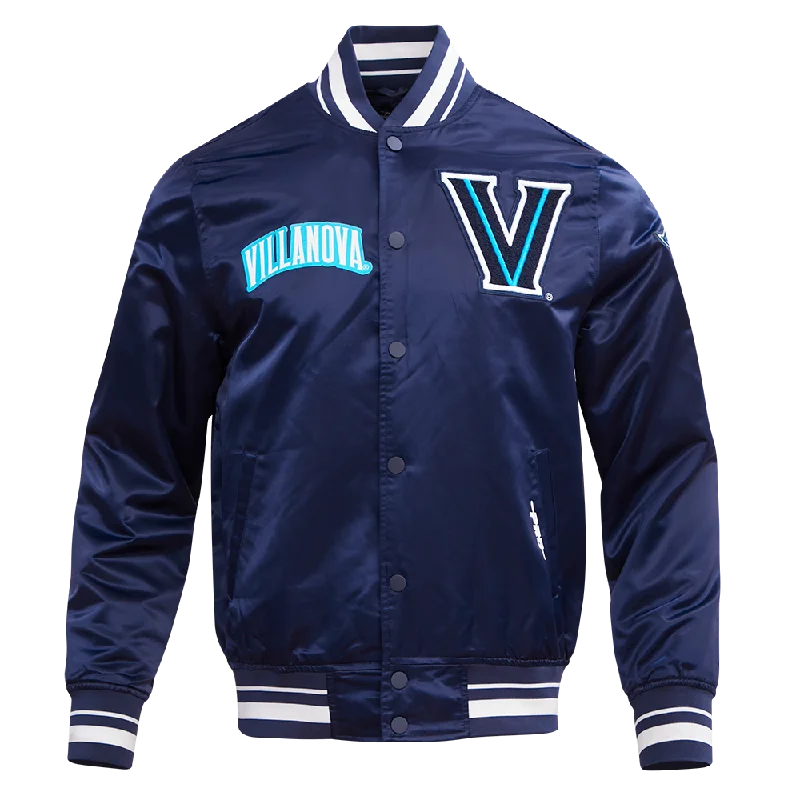 Instant Deal VILLANOVA UNIVERSITY CLASSIC MEN'S RIB SATIN JACKET (MIDNIGHT NAVY)