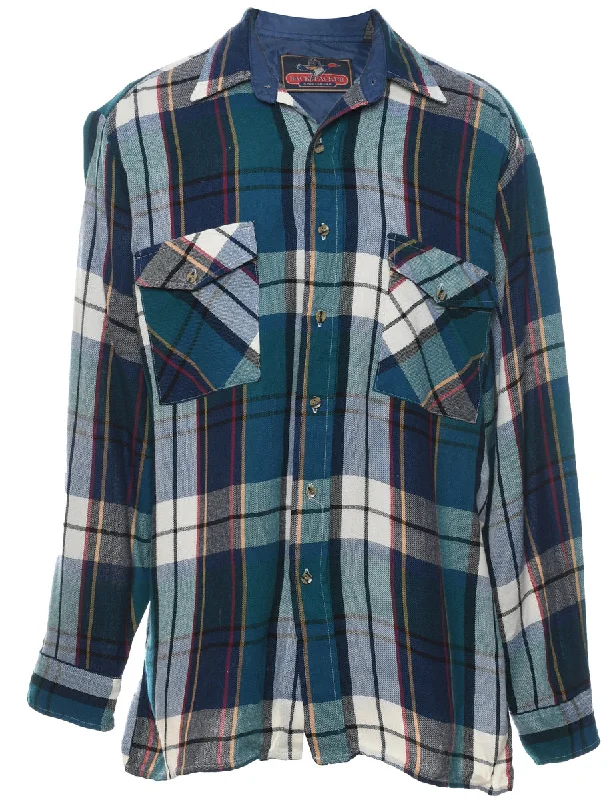 Back Packer Blue & White Checked Shirt - L