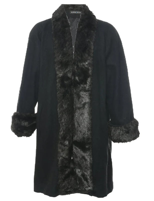 Extra Discount Black Wool Coat - L
