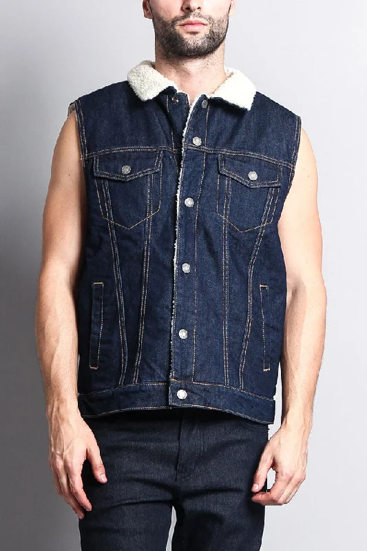 Unmissable Offer Faux Shearling Denim Vest